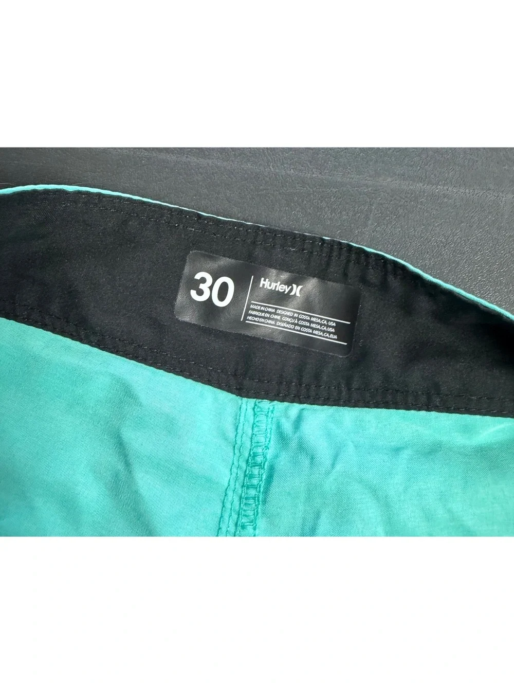 HURLEY turquoise 20” length o r & only cross dye swim board trunks shorts NWT